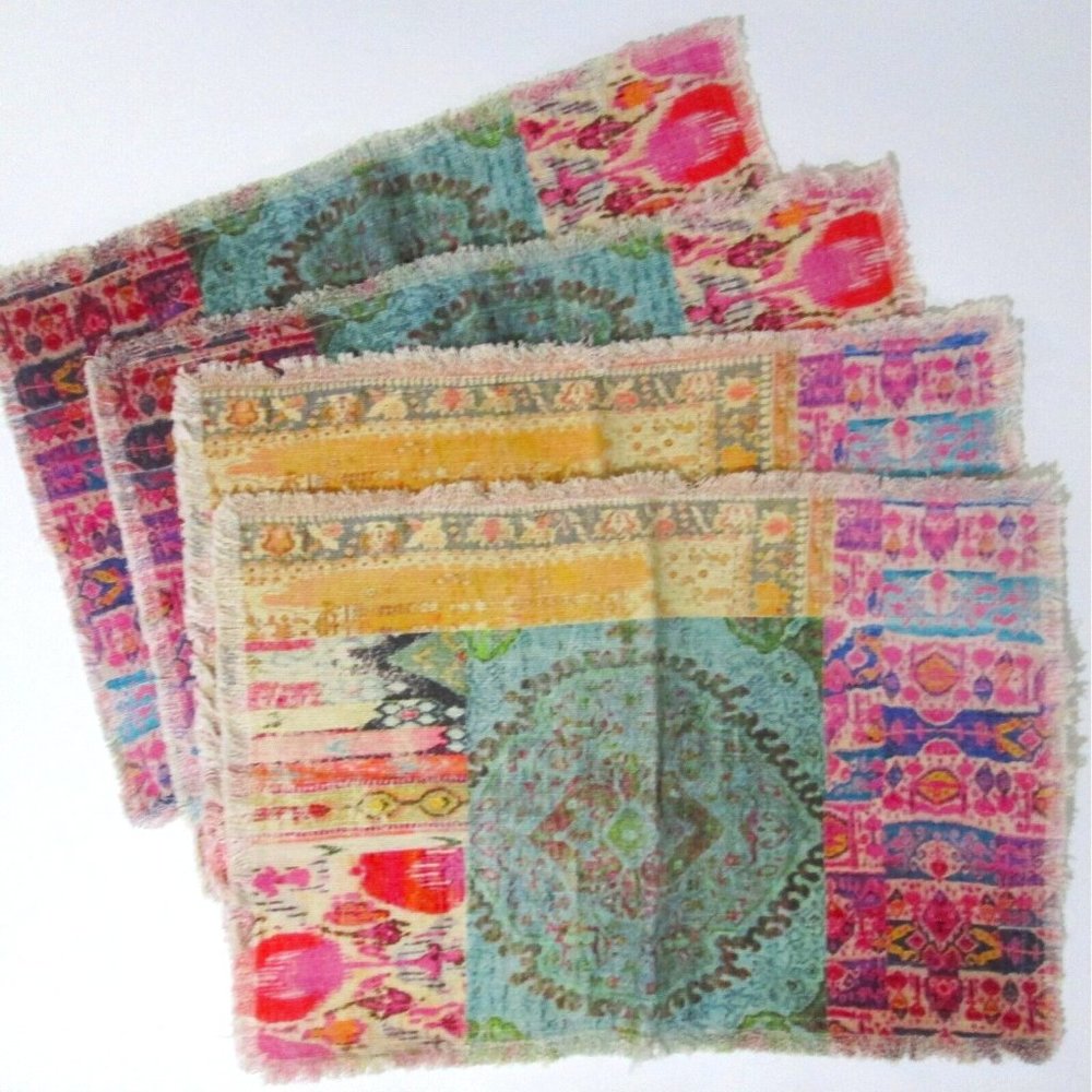 World Market Haveli Placemat Set 4 Patchwork Persian Rug Theme Placemats 14 x 20